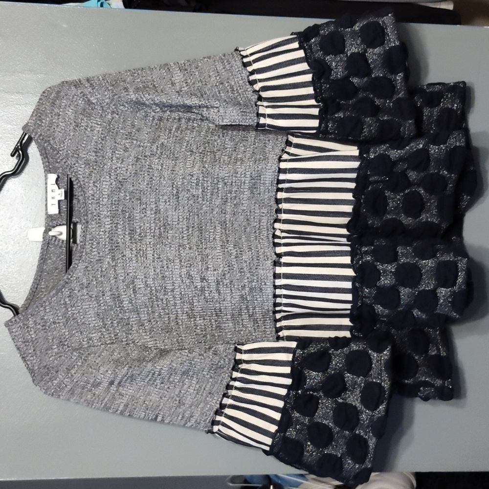 THML Navy and Gray Textured Blouse - Picture 2 of 7